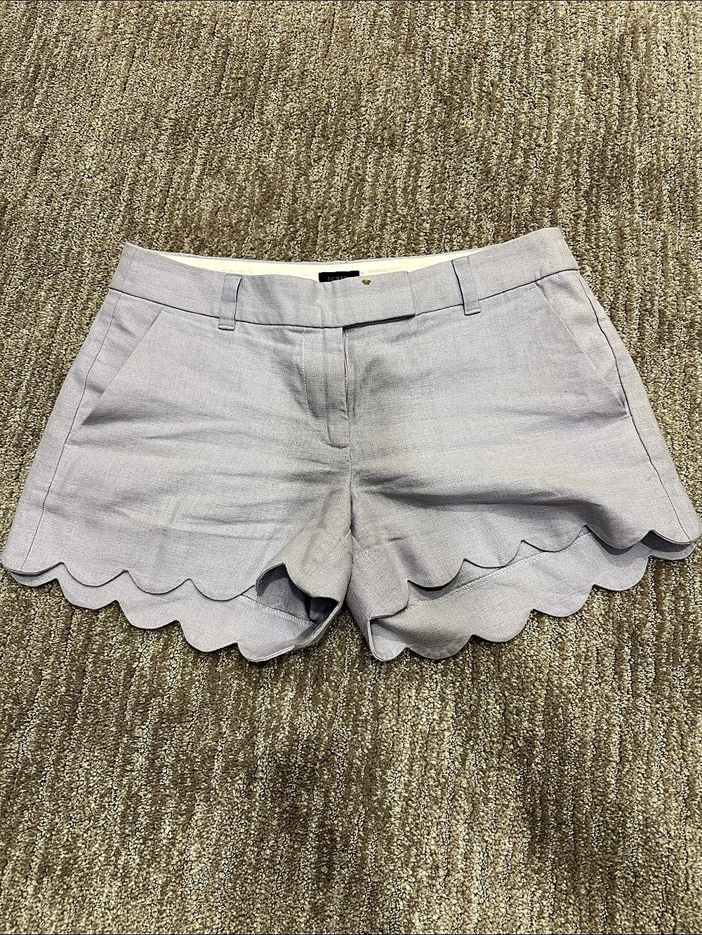 J.Crew Scalloped Hem Linen Blend Shorts Gray light lavendar Size 4